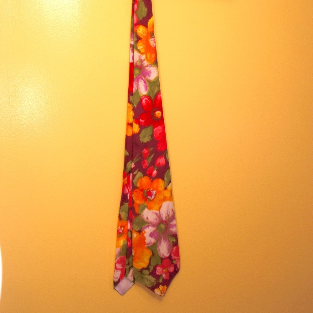 Vintage Neon Psychedelic 60s 70s Floral Tie Spring